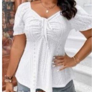 White eye-lit blouse from SHEIN